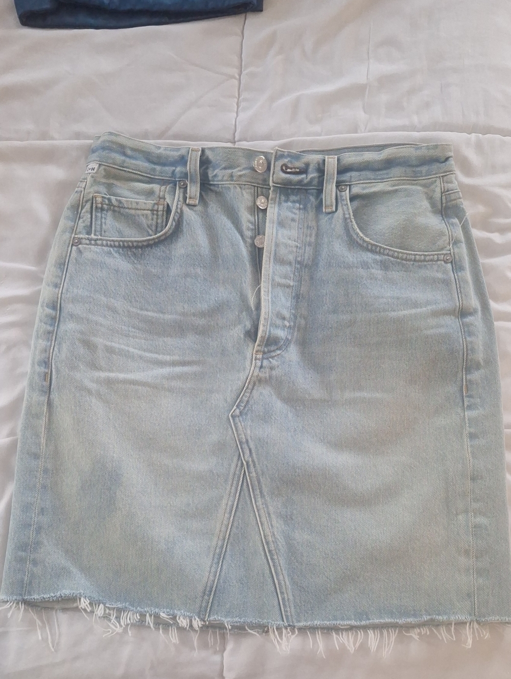 Citizens Of Humanity Light Blue Denim Mini Skirt with Raw Hem Size 27